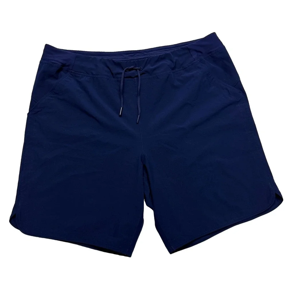 Lands' End Activewear Shorts Womens 18 Blue Stretch Beach Hike Bike Travel Camp